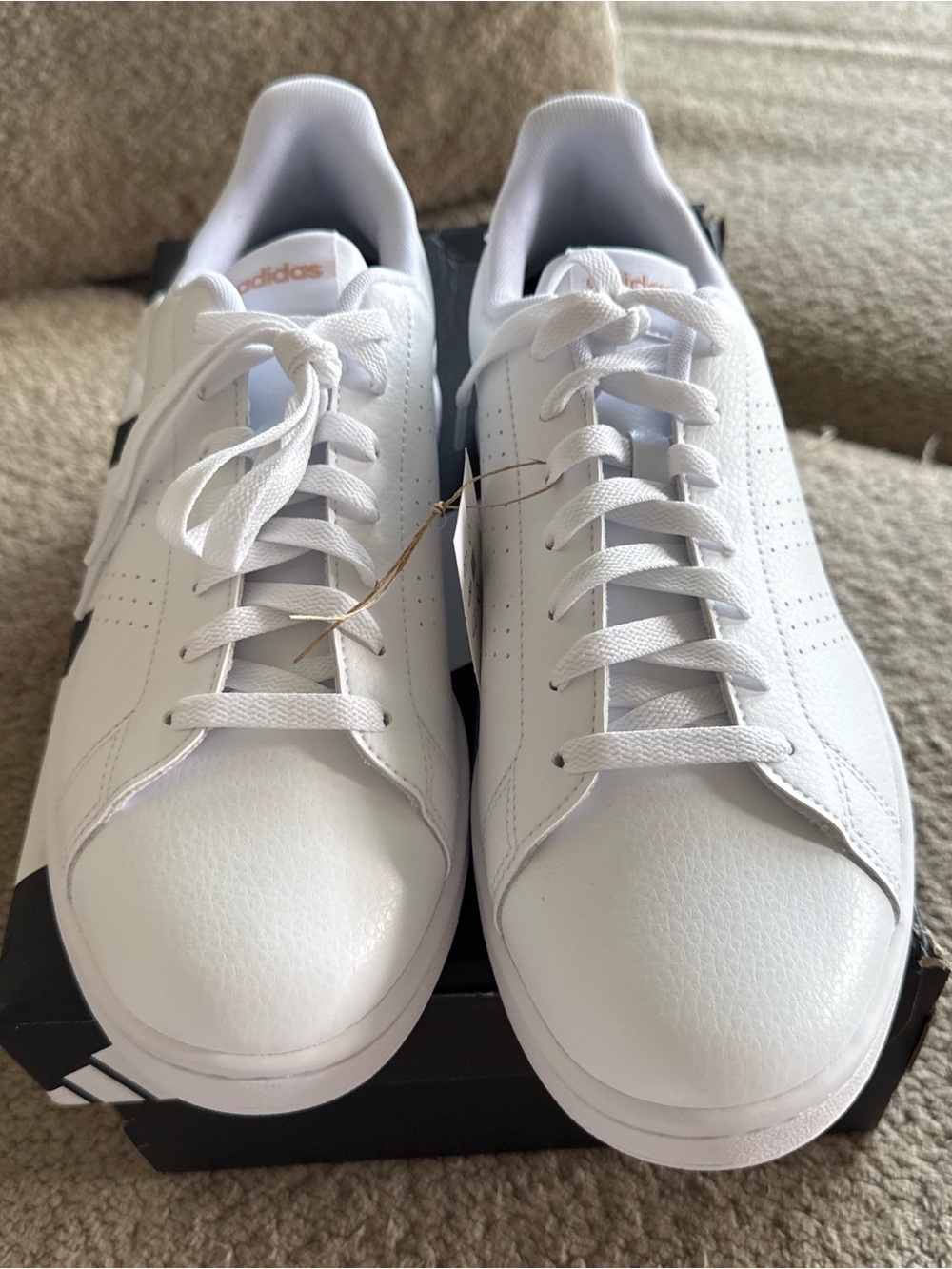 adidas White Sneakers with Black Heel Tab